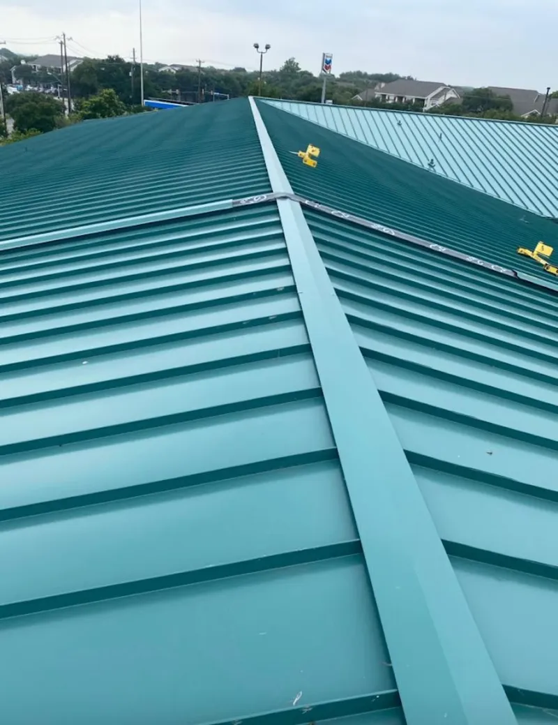 Green commercial metal roof ridge and valley for Metal Roof Repair in Mount Washington